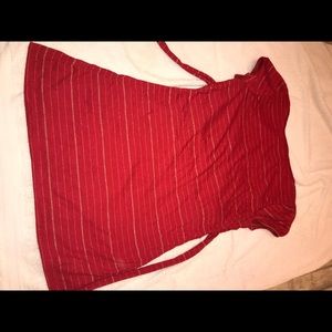 Red with gold stripes top